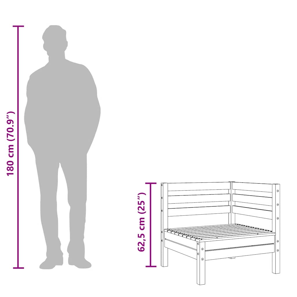 Wax Brown Pine Corner Garden Sofas - 2 Piece Set Solid Wood