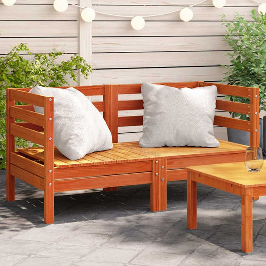Wax Brown Pine Corner Garden Sofas - 2 Piece Set Solid Wood