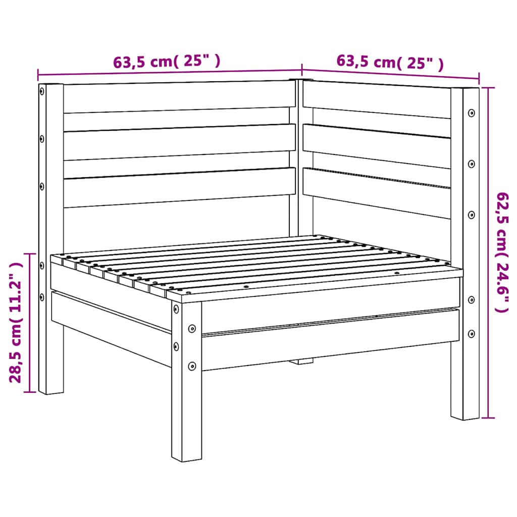 Solid Wood Douglas Corner Garden Sofas, 2 pcs Set