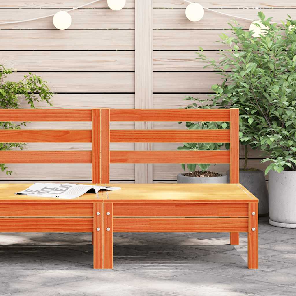 Wax Brown Pine Garden Sofa Armless - Solid Wood Elegance