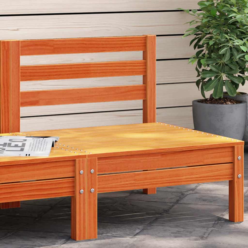 Wax Brown Pine Garden Sofa Armless - Solid Wood Elegance