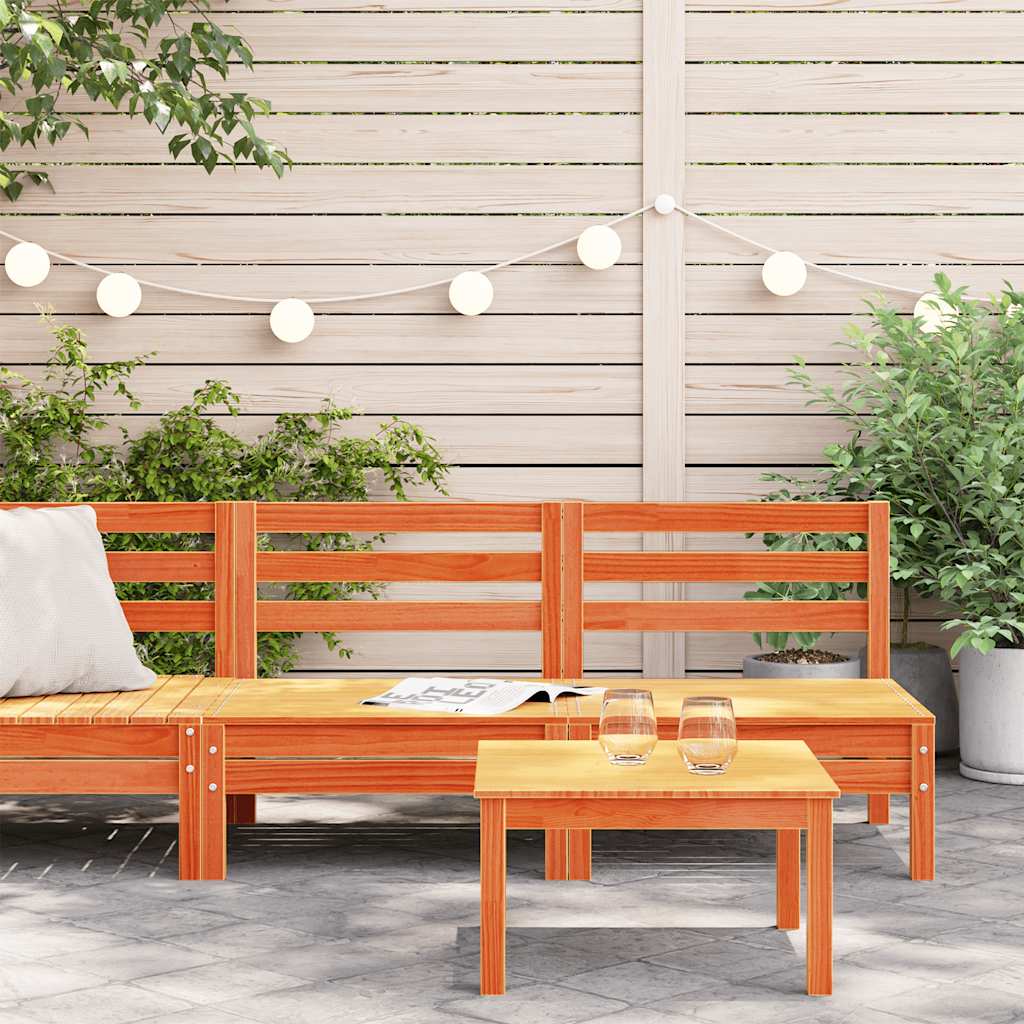 Armless Garden Sofas Set, 2 pcs - Wax Brown Solid Pine Wood
