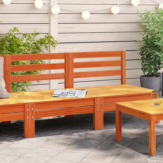 Armless Garden Sofas Set, 2 pcs - Wax Brown Solid Pine Wood
