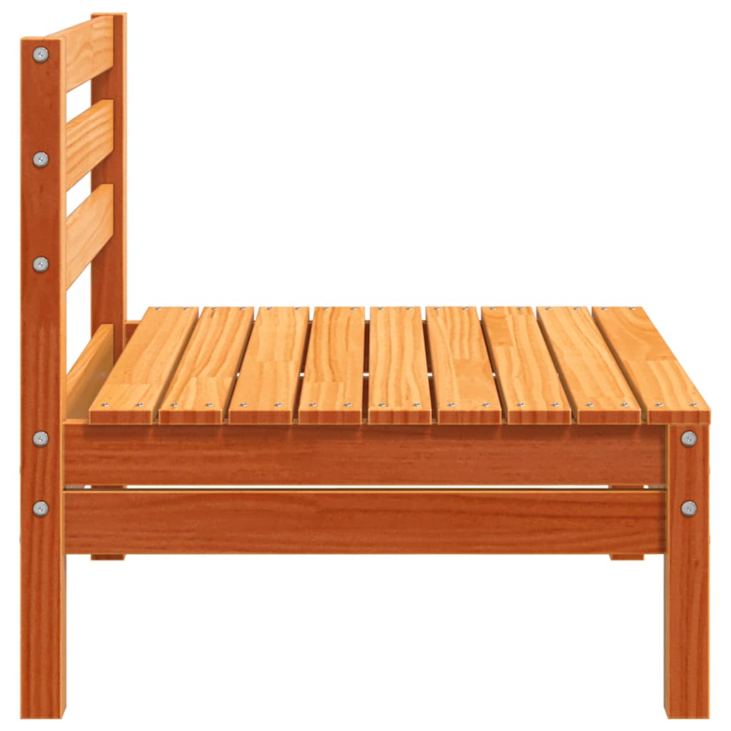 4-Piece Armless Garden Sofa Set, Wax Brown Solid Pine Wood