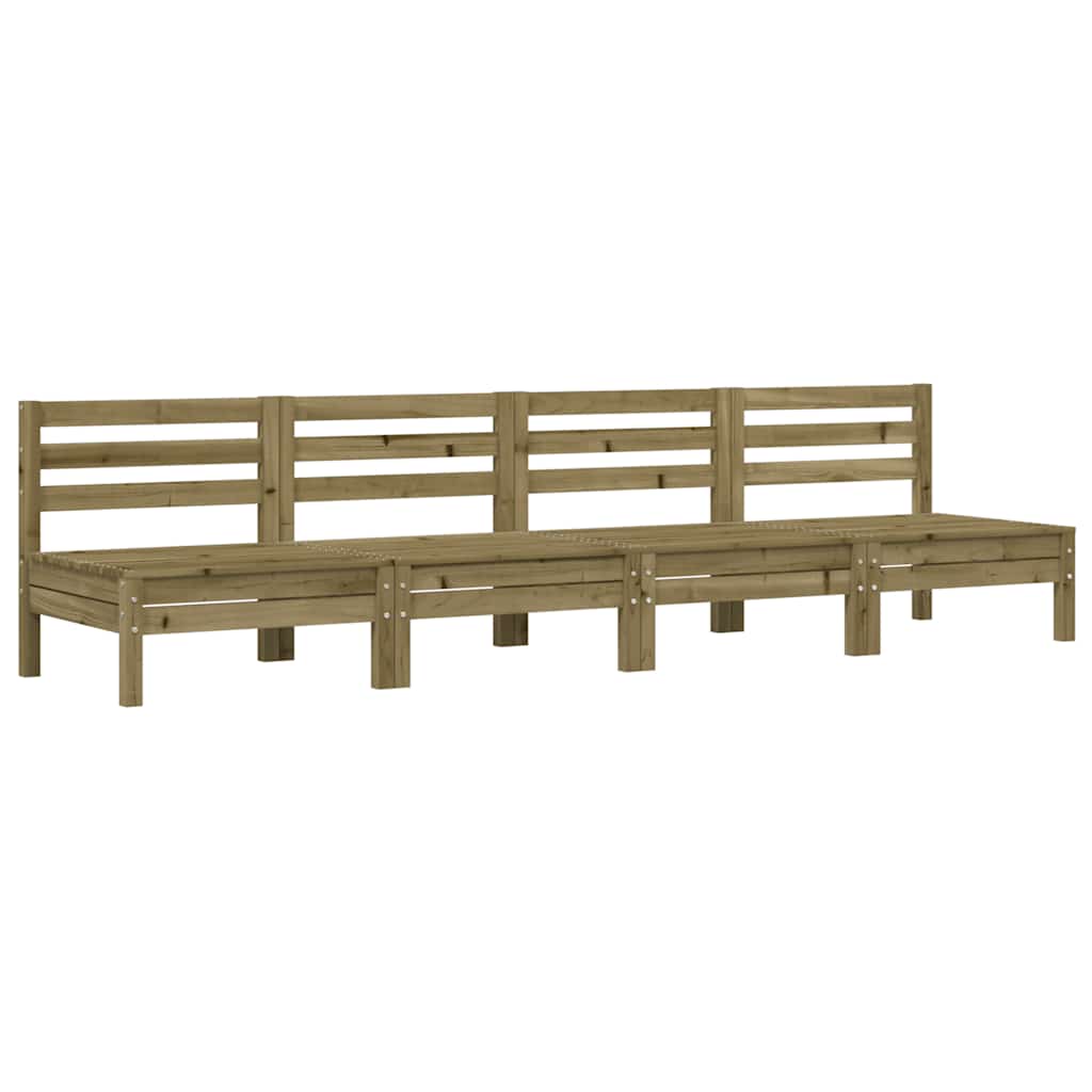 4-Piece Armless Garden Sofa Set - Impregnated Pine Wood