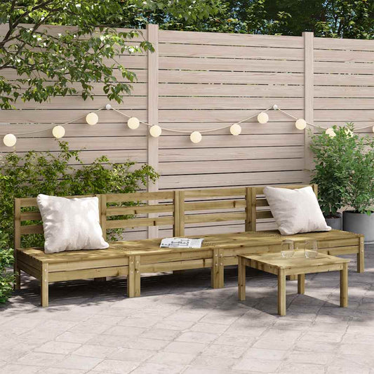 4-Piece Armless Garden Sofa Set - Impregnated Pine Wood