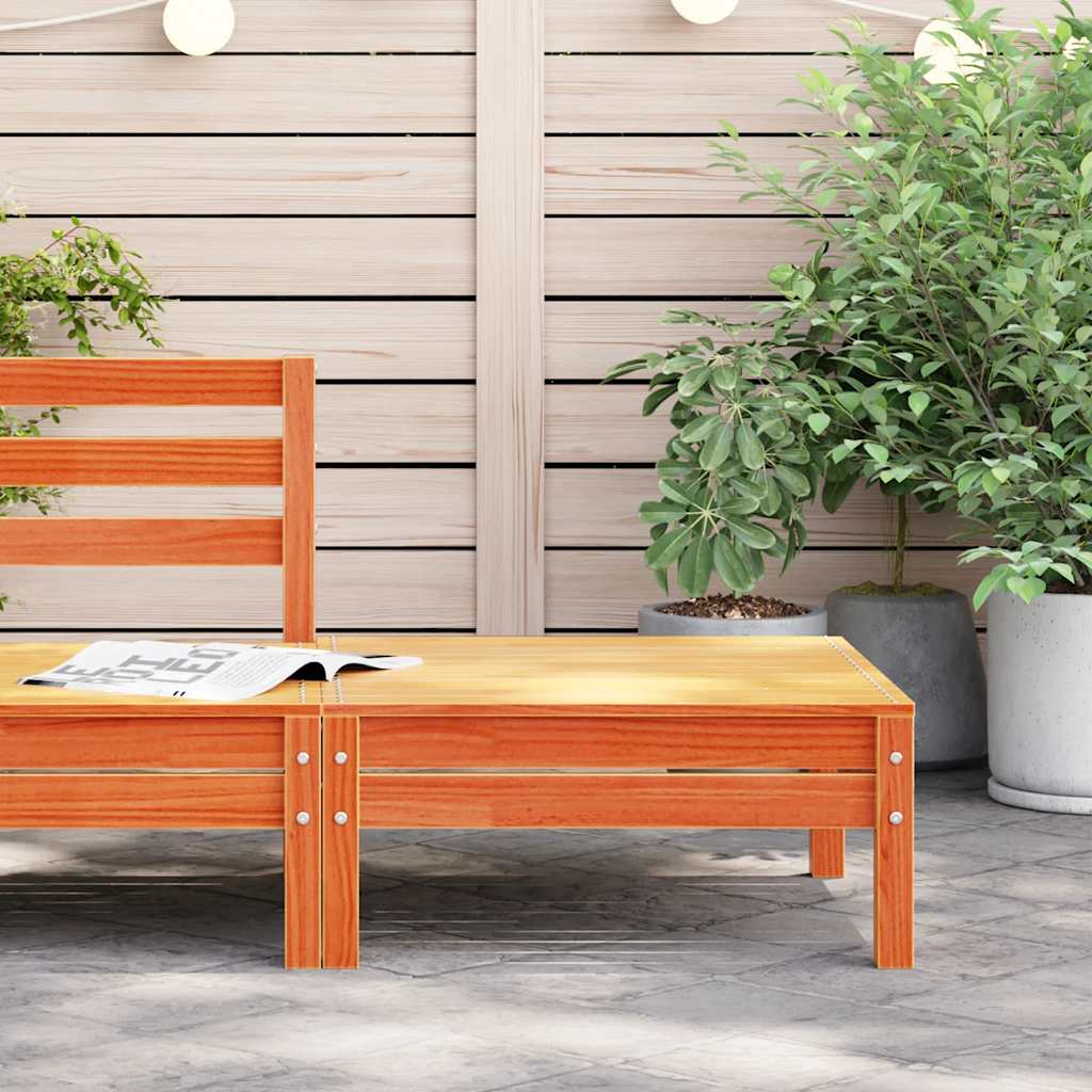 Solid Wood Pine Garden Footstool, Wax Brown Finish