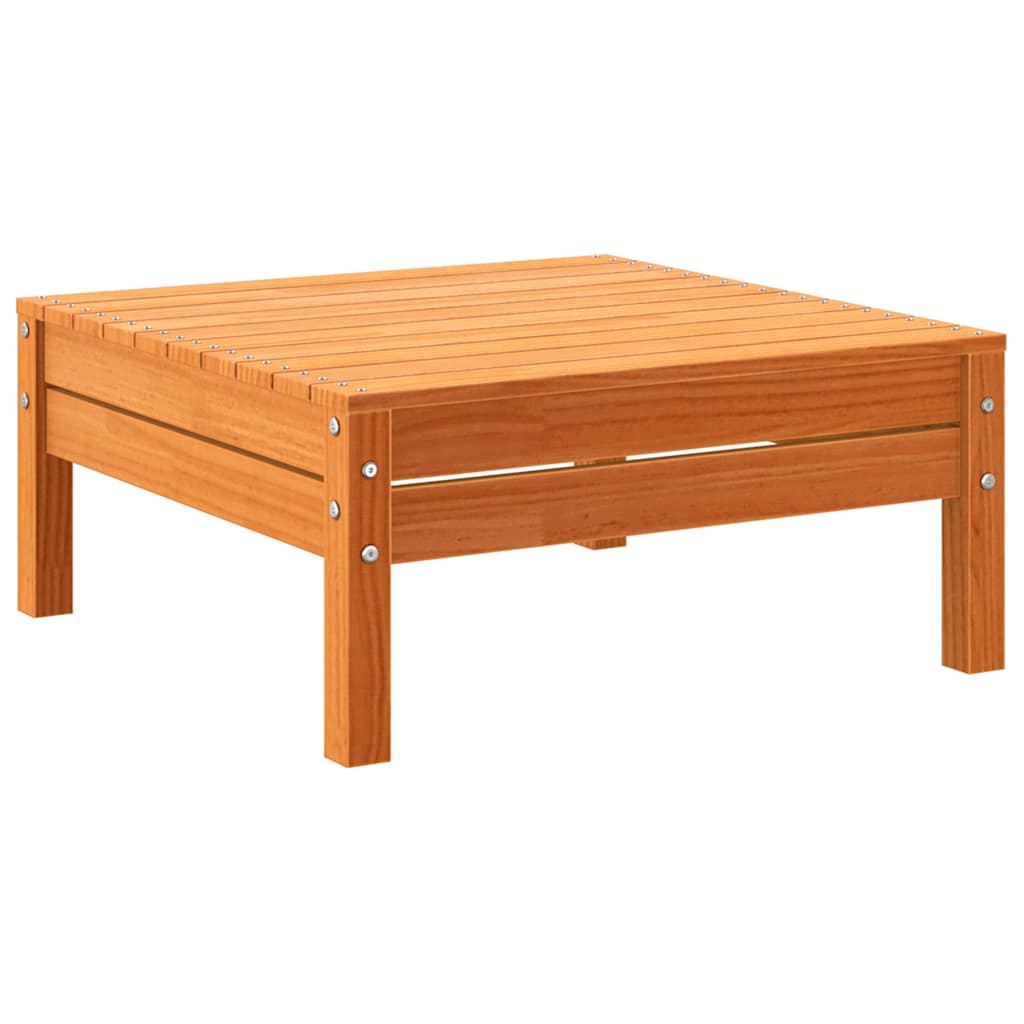 Solid Wood Pine Garden Footstool, Wax Brown Finish