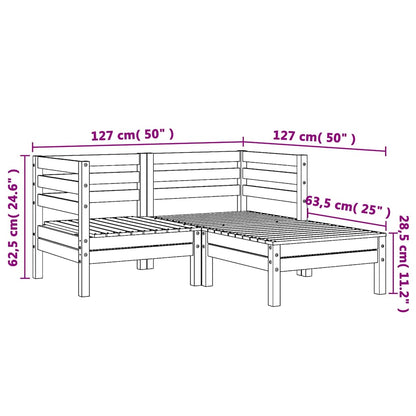 Solid Pine 2-Seater Garden Sofa with Footstool - Natural Wood Finish
