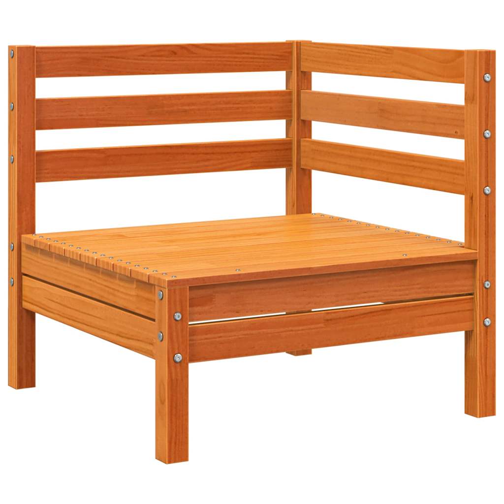 Pine Wood 2-Seater Garden Sofa & Footstool, Wax Brown Finish