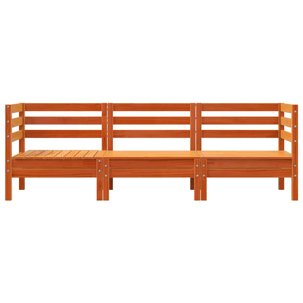 Elegant Garden Sofa 3-Seater in Wax Brown Solid Pine Wood