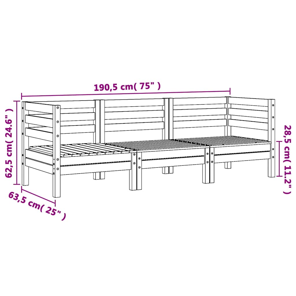 3-Seater Douglas Solid Wood Garden Sofa - Stylish & Durable Seating