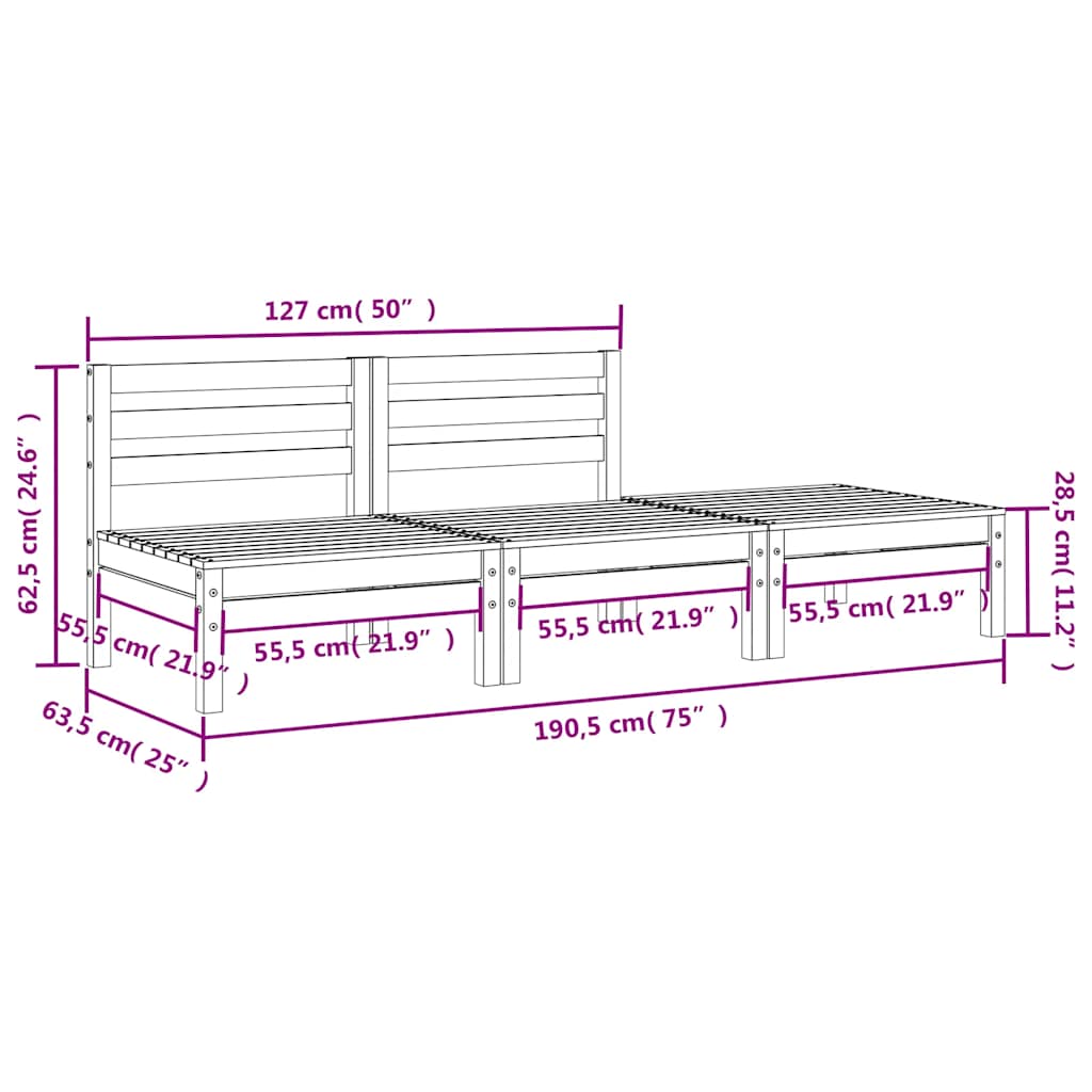 Elegant 3-Seater Garden Sofa in Solid Pine Wood