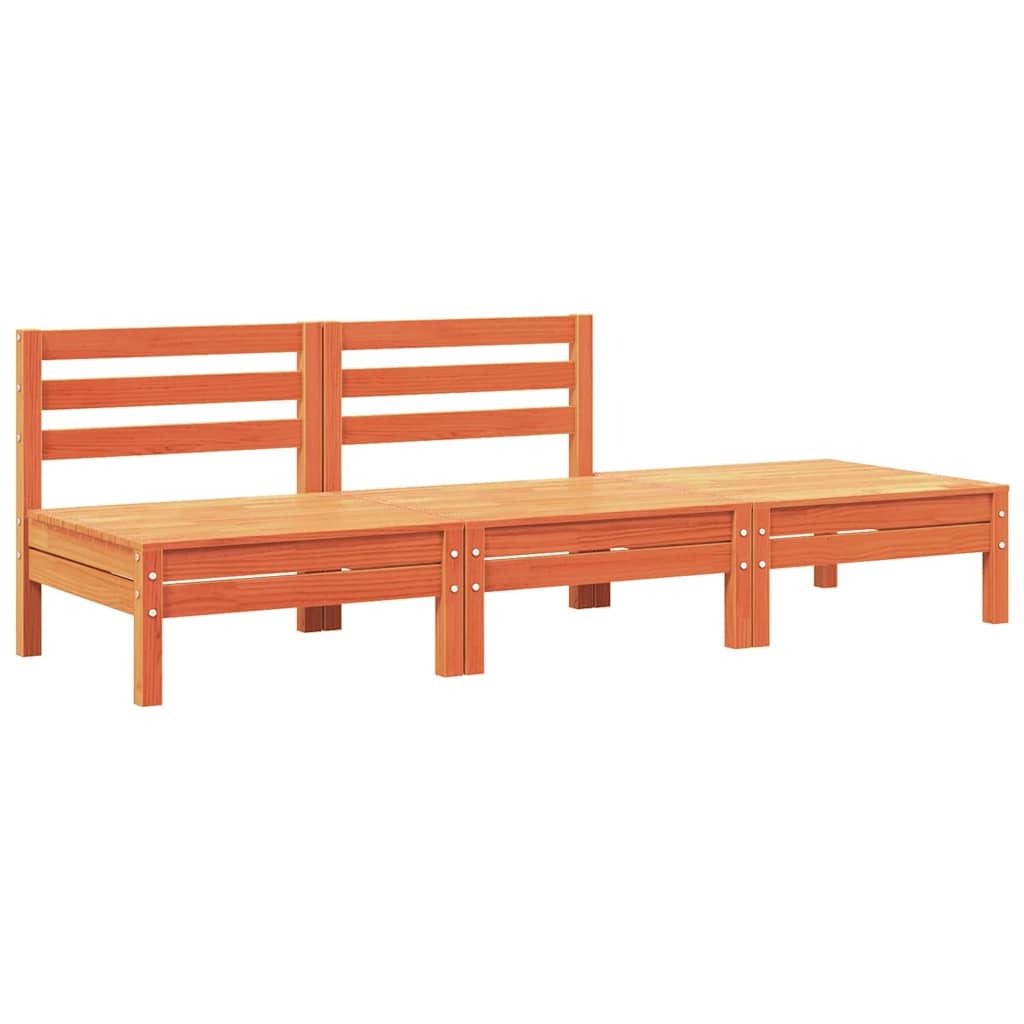 3-Seater Wax Brown Garden Sofa, Solid Pine Wood Furniture