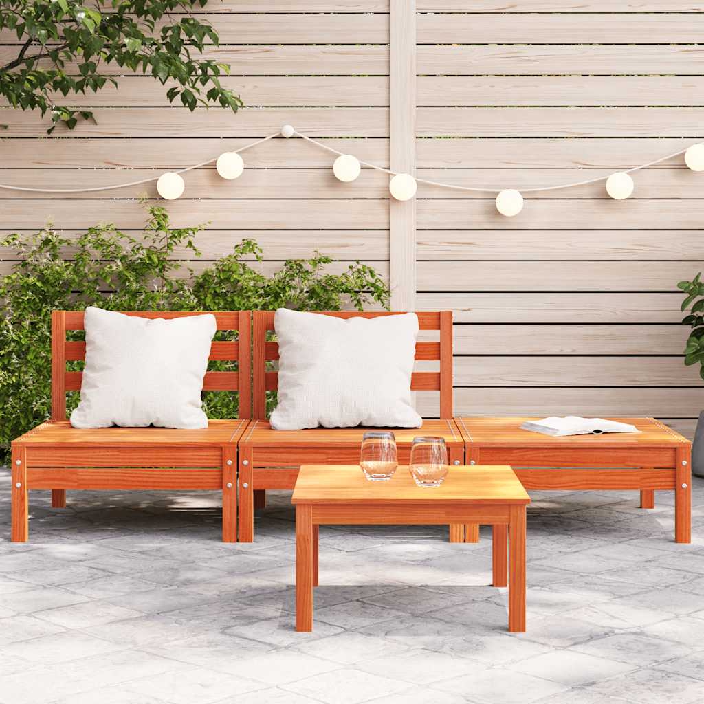 3-Seater Wax Brown Garden Sofa, Solid Pine Wood Furniture