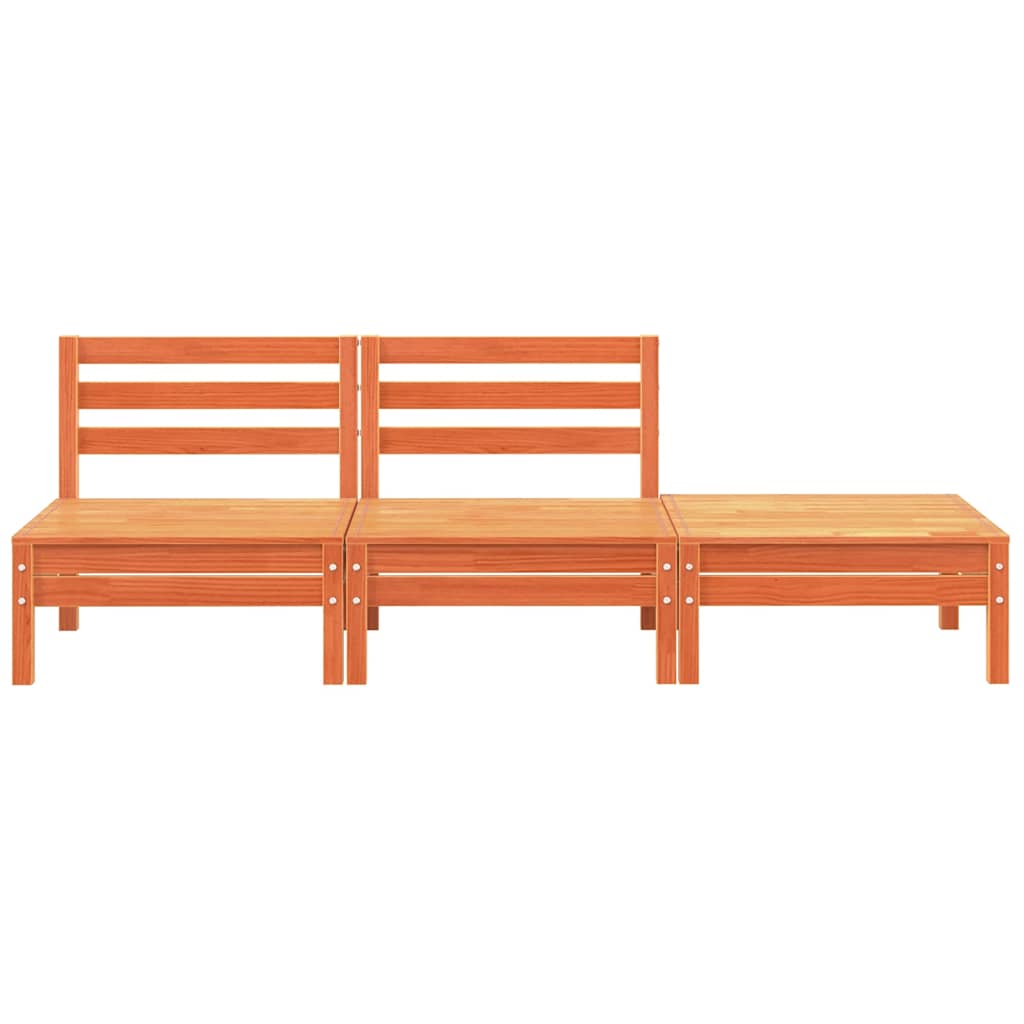 3-Seater Wax Brown Garden Sofa, Solid Pine Wood Furniture