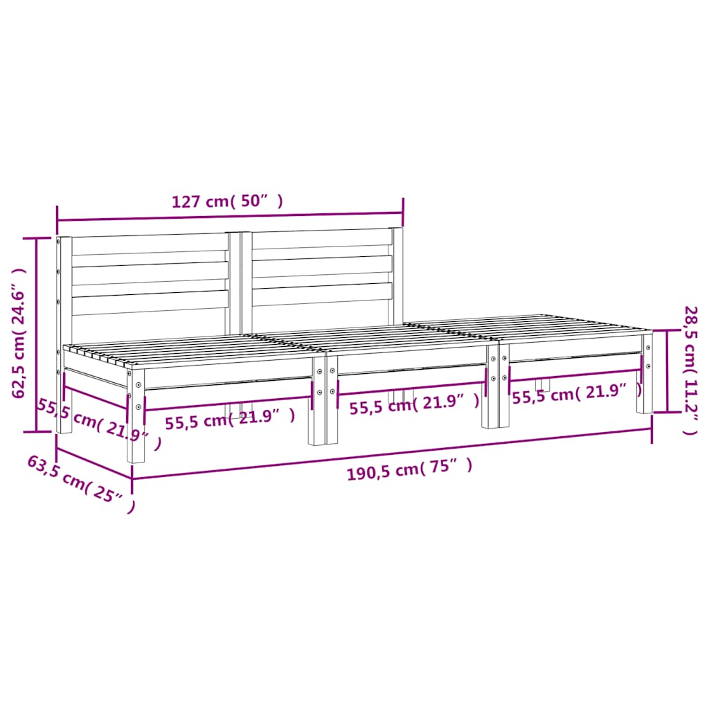 3-Seater Wax Brown Garden Sofa, Solid Pine Wood Furniture