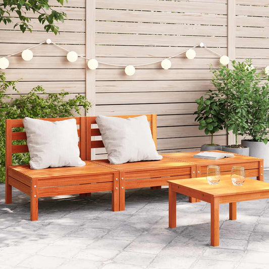 3-Seater Wax Brown Garden Sofa, Solid Pine Wood Furniture