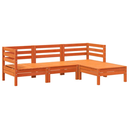 Wax Brown Solid Wood Pine Garden Sofa 3-Seater + Footstool