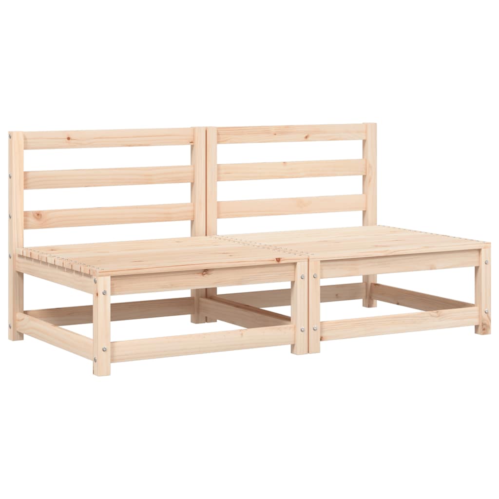 Solid Pine Armless Garden Sofas with Cushions - 2 Piece Set