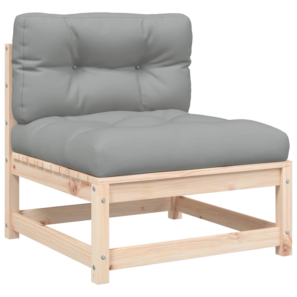 Solid Pine Armless Garden Sofas with Cushions - 2 Piece Set