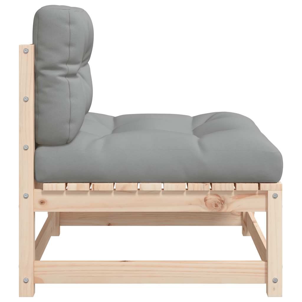 Solid Pine Armless Garden Sofas with Cushions - 2 Piece Set