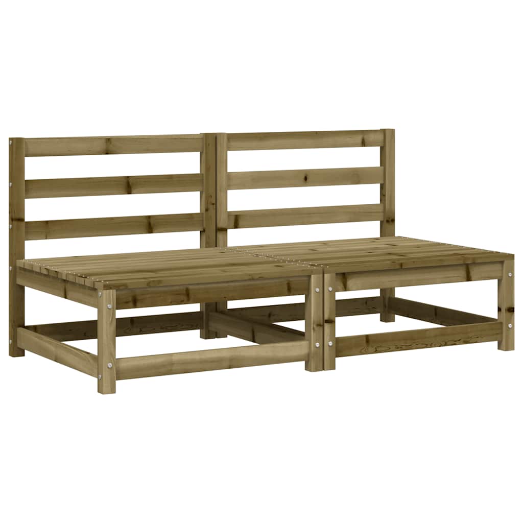 Armless Pine Wood Garden Sofas with Cushions - 2 Pcs Set