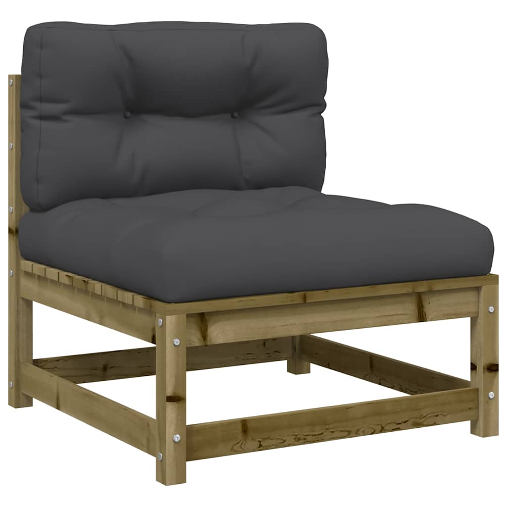 Armless Pine Wood Garden Sofas with Cushions - 2 Pcs Set
