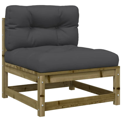 Armless Pine Wood Garden Sofas with Cushions - 2 Pcs Set