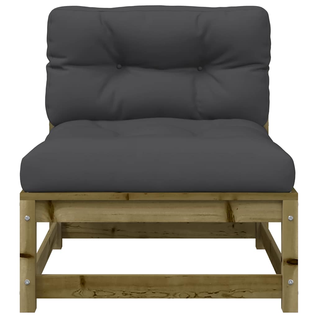 Armless Pine Wood Garden Sofas with Cushions - 2 Pcs Set