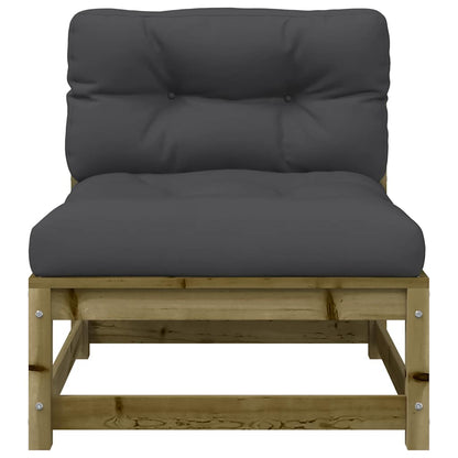 Armless Pine Wood Garden Sofas with Cushions - 2 Pcs Set