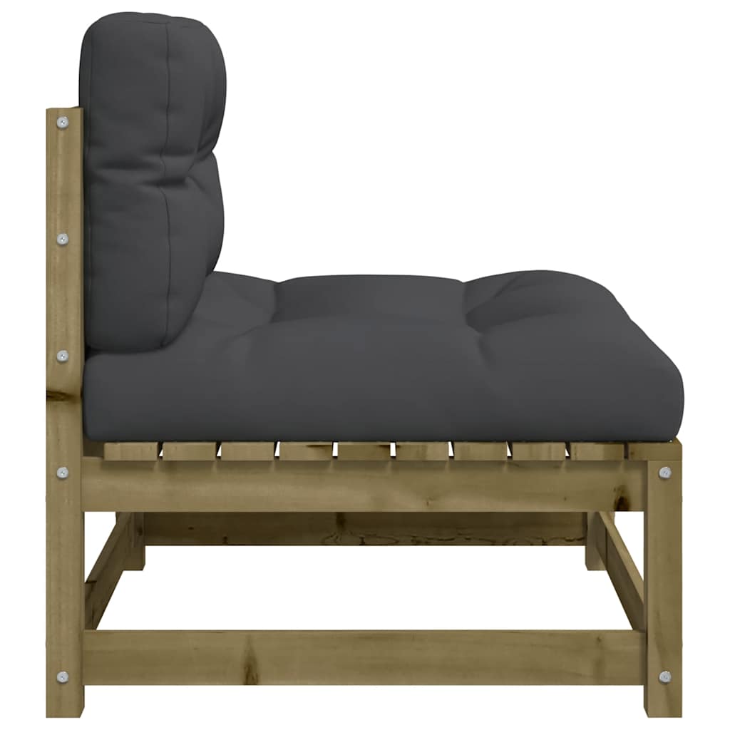 Armless Pine Wood Garden Sofas with Cushions - 2 Pcs Set