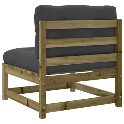 Armless Pine Wood Garden Sofas with Cushions - 2 Pcs Set