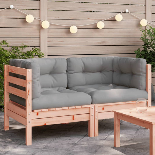 Solid Wood Douglas 2-Piece Garden Sofa Corner with Cushions