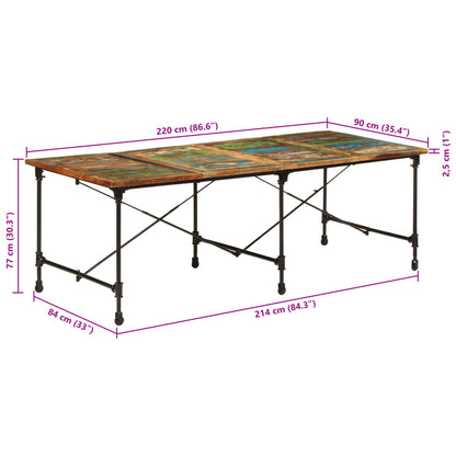 Reclaimed Solid Wood Dining Table 220x90x77 cm - Eco-Friendly Style