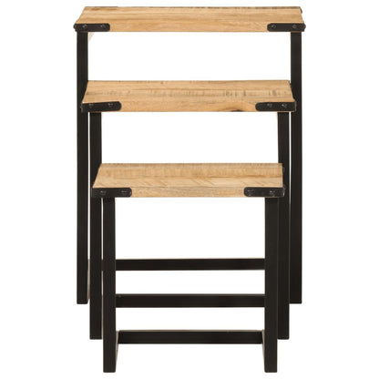 Nesting Coffee Tables 3 pcs Solid Wood Mango and Iron