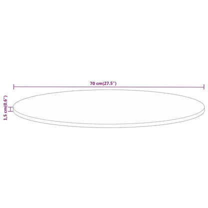 Round Solid Mango Wood Table Top, Ø 70cm, Rustic Finish