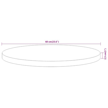 Solid Acacia 60cm Round Table Top - Natural Wood Finish