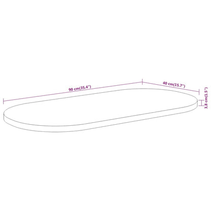 Oval Solid Acacia Wood Table Top, 90x40 cm, Elegant Design