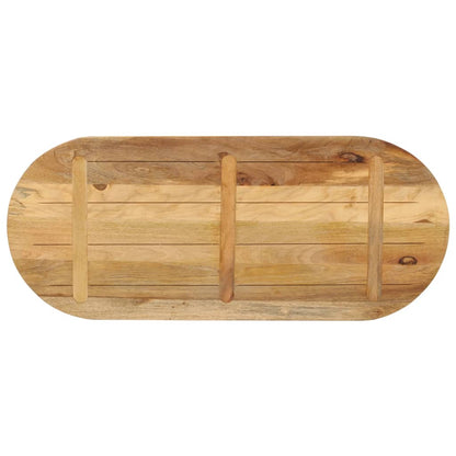 Oval Solid Mango Wood Table Top - 110x40x3.8 cm Rustic Finish