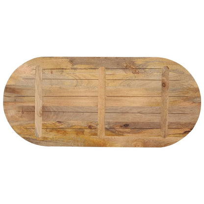 Oval Solid Mango Wood Table Top 110x50x3.8 cm - Natural Finish