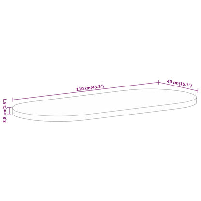 Oval Mango Wood Table Top, 110x40x3.8 cm - Solid Wood Elegance