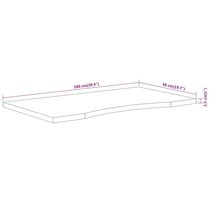 Solid Acacia Wood Desktop, Rectangular 100x50x2.5 cm