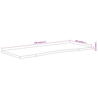 Solid Acacia Wood Desk Top, 120x50x2.5 cm - Natural Finish