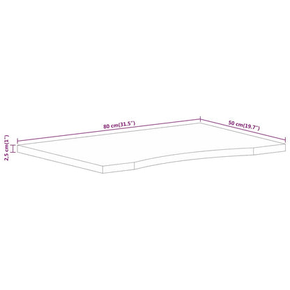 Solid Mango Wood Desktop Curve 80x50x2.5 cm - Rustic Finish