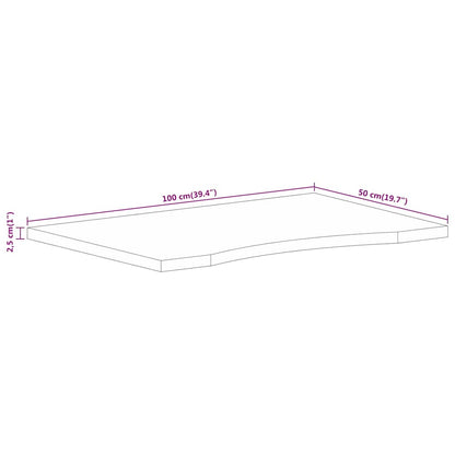 Solid Mango Wood Desktop - 100x50x2.5 cm, Curved Design