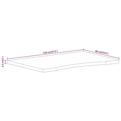Rough Mango Solid Wood Desktop, Curved 120x60cm, 2.5cm厚