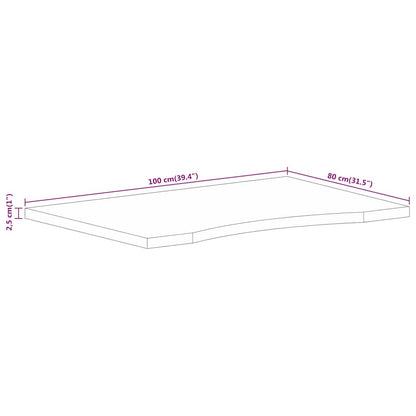Solid Wood Mango Desktop, 100x80x2.5 cm, Curved Design