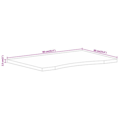 Solid Mango Wood Desk Top, Curved, 90x60x2.5 cm - Natural Finish