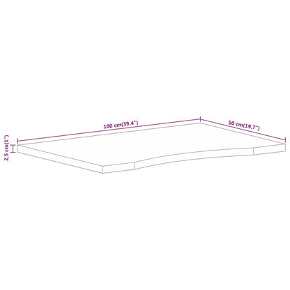 Solid Mango Wood Desktop, Curved, 100x50x2.5 cm